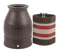WESIEVYA Portable Ceramic Moxibustion Burner Double Layer Design for Heat Treatment and Dispelling Cold, Stainless Steel and Coffee Colour, for Body Therapy and Relaxation at Home