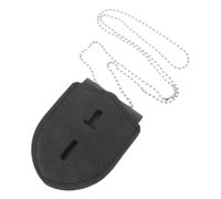 WESIEVYA Pu Badge Wallet with Chain for Badge Protection Case Versatile Storage and Safe Display Black Pu Iron Material with Neck Lanyard Suitable for Outdoor Use