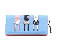 WESIEVYA Pu Leather Cartoon Purse for Women with Adorable Cat Design, Long Wallet with Proper Capacity, Zipper Coin Pocket, for Daily Use and Shopping