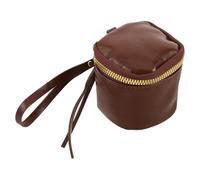 WESIEVYA PU Oil Wax Leather Lipstick Holder Travel Pouch with Zipper Coin Purse Mini Portable Cosmetic Storage Bag for Women Scratch-Resistant Organizer