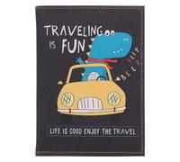 WESIEVYA Pu Passport Holder with Cartoon Dinosaur and Reptile Print, Convenient to Carry and Keep Items Clean, Practical Simple Design Passport Case for Formal and Professional Occasions