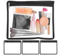 WESIEVYA PVC Zipper Storage Bags 4 Pcs Black with Design for Multipurpose Use, for Organizing Jewelry and Cosmetics During Travel in Purse