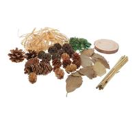 WESIEVYA Retro Photography Prop Set with Wooden Adornment and Pine Cone Props, Synthetic Material Decorative Background for Home and Store Photo Accessories