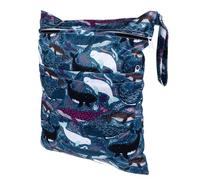 WESIEVYA Reusable Cloth Diaper Wet Dry Bag with Double Zippered Pockets and Cartoon Prints Multi-Functional Organizer for Travel Stroller and Changing Table Use