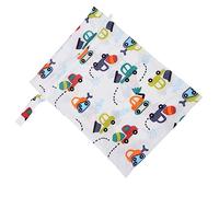 WESIEVYA Reusable Waterproof Baby Diaper Pouch for Travel Single Zipper Blue Car Pattern for Infants and Toddlers Convenient Nappy Storage Bag