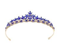 WESIEVYA Rhinestone Leaf Shaped Wedding Headband Crown for Bride Lightweight Alloy Material with Great Craftsmanship, Elegant Blue Bridal Hair Accessory for Weddings and Themed Events