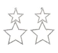 WESIEVYA Rhinestone Star Dangle Earrings Hollow Five-pointed Star Drop Earrings White K Metal Women’s Celestial Jewelry for Daily Wear