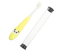 WESIEVYA ’s Manual Toothbrush for Ages 2-12 with Soft Bristles, Supple Yellow Panda Design, Includes Storage Bucket for Comfortable Oral Cleaning and Teeth Care