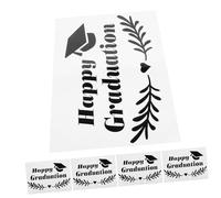 WESIEVYA Self-Adhesive Graduation Balloon Stickers 5pcs Cap Design Letter Printing Decals for DIY Party Decoration