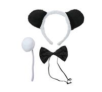 WESIEVYA Set Panda Costume Accessories Including Cartoon Panda Headband Bow Tie and Tail for Party Dress Up