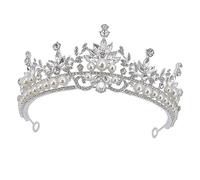 WESIEVYA Silver Rhinestone Bridal Crown Zinc Alloy Wedding Tiara Headband Elegant Headpiece for Bride Prom Birthday Party Photo Shoot