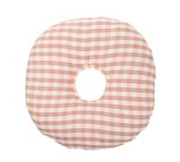 WESIEVYA Single Hole Ear Pillow for Side Sleepers, Elderly Nursing Ear Hole Cushion with Orange Plaid Cover, Comfortable Neck Support Pillow for Home and Office Nap