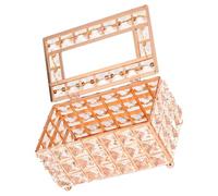 WESIEVYA Sparkling Crystal Tissue Box Holder Decorative Napkin Organizer with Smooth Top Opening, Alloy Elegant Three-Layer Rose Gold Design for Indoor Desktop Use