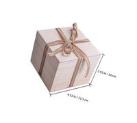 WESIEVYA Square Paulownia Wooden Storage Box with Lid for Tea Cup Protection and Small Packaging, Yellow Wood Material with Cotton Cloth Interior, for Fragile Keepsakes and Presents