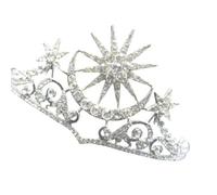 WESIEVYA Star Moon Shaped Rhinestone Hair Headband Lasting Shine and Delicate Design Silver Alloy Material for Women Hair Decoration for Celebration or Dance Party for Celebration or Dance