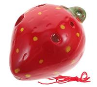 WESIEVYA Strawberry Shaped 6-hole Ceramic Ocarina in Ac Key for Beginners and Boys and Girls, Portable Creative Wind Instrument, Red Fruit Design Musical Gift for Students