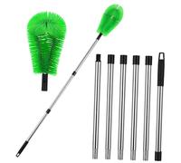 WESIEVYA Telescopic Gutter Cleaning Brush Set 2 Colored Brushes and 6 Adjustable Poles Bendable Head for High Reach Outdoor Cleaning Tools