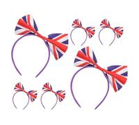 WESIEVYA Union Jack Bow Headbands Hair Accessories 6pcs British Flag Hair Bands Satin Material Comfortable Stylish and Versatile for Football Fans and Themed Events