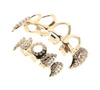 WESIEVYA Vampire Fang Style Gold Grill Teeth Comfortable Hollow Copper Rhinestone Tooth Jewelry Durable for Halloween Rapper Costumes
