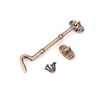 WESIEVYA Vintage Brass Cabin Hook with Screws for Cabinets and Sheds, Easy to Install and Use, Solid Polished Brass Decorative Hook for Home and Garden Door Latch