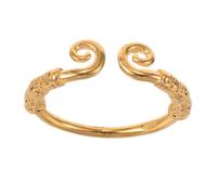 WESIEVYA Vintage Gold Plated Open Cuff Bracelet with Wukong Engraved Design, Adjustable Feng Shui Protection Bangle for Women and Men, Antique Statement Punk Style Wrist Jewelry