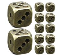 WESIEVYA Vintage Style Brass Dice Set 12Pcs Solid Metal with Rounded Edges for Board Games and Lucky Charms, Suitable for Home Decor and Social Gatherings