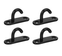 WESIEVYA Wall Mounted Hooks Versatile Design for Hanging Items on Walls 4pcs Stainless Steel U-Shaped with Oval Opening, Heavy Duty Pad Eye Hooks Built to Last Black Finish