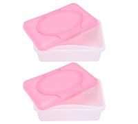 WESIEVYA Wet Tissue Box 2 Pcs Practical Refillable Storage Boxes with Dustproof Cover, Suitable for Car and Room Decoration, Easy to Extract Wet Wipes (Pink)