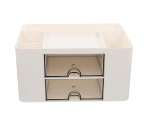 WESIEVYA White Abs Multi-function Storage Case and Desktop Makeup Box Lightweight and Not Easily Broken Pencil Holder Suitable for Office and Bathroom Organiser