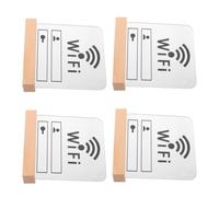 WESIEVYA Wifi Password Sign Communication Board Acrylic 4pcs with Wooden Base, Writable and Erasable Design, Smudge-free for Home and Office Front Desk Display