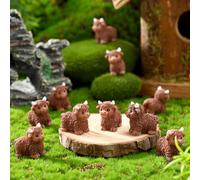 Wesiti 100 Pcs Mini Highland Cow Figurines Bulk Mini Cow Figurines Cake Decorations Cute Miniature Resin Sculpture Ornament Micro Landscape Office Garden Desk Party Tabletop Decor
