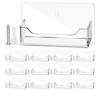 Wesiti 12 Pcs Wall Mount Business Card Holder Clear Acrylic Desk Business Card Holder Display Plastic Stand Door Desktop Organizer for Office Home, Wall Mount or Place on Table
