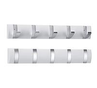 Wesiti 2 Pack Wall Mounted Coat Rack, Floating Door Wall Coat Rack with Retractable Hooks Aluminum Space Saving Hangers Hook Rail for Entryway Bathroom Hat Towel(White)