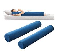 Wesiti 2 Pcs 47 x 7.48 in Long Bolster Round Body Pillow with Removable Washable Cover Memory Foam Roll Pillow Cylinder Bolsters for Back, Neck, Leg, Cervical Relief for Hugging Sleeping (Navy Blue)