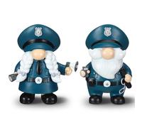 Wesiti 2 Pcs Firefighter Gnome Fireman Gifts for Men Gnome Decorations for Home Firefighter Decor Collectible Figurines Resin Statue for Table Party (Police)