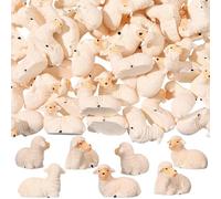 Wesiti 50 Mini Sheep Figurines Miniature Resin Sheep Figurine Lamb Statue Cute Animal Miniature Tiny Decor for Home Christmas Christian Gift Fairy Outdoor DIY Garden Micro Landscape Ornament (Retro)