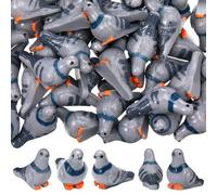 Wesiti 50 Pcs Mini Resin Birds, 1 Inch Tiny Resin Pigeon Statues Bulk Decorative Pigeon Animal Figurines for Home Decor Bird Lovers Gifts, Cute Figurines Ornaments