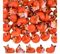 Wesiti 50 Pcs Mini Resin Fox Figures Bulk Cute Foxes Figurine, Sleeping | Fall Woodland Fox, Miniatures Animal Tabletop Statue, for Home Desktop Micro Landscape Decor, Gift Woodland Animal Crafts