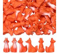 Wesiti 50 Pcs Mini Resin Fox Figures Foxes Figurines Set Fox Animal Statue Tabletop Tray Centerpiece for Spring Summer Home Decoration Gift Party Favors Desktop Decoration (Sitting)