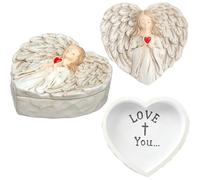 Wesiti Angel Figurine Keepsake Box Christmas Hand Painted Memorial Jewelry Case for Mom, Grandma & Women Rosary, Hair Lock & Baptism Gift Jewelry Home Decor (Love You)