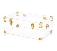 Wesiti Clear Acrylic Bridal Keepsake Trunk, Decorative Storage Chest with Lid & Handles, Bridal Wedding Memory Box for Photos, Gifts, Special Moments, Closet & Home Organization(1,Large)