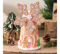 Wesiti Gingerbread House Decorations Lighted Christmas Gingerbread House 9.5 Inches Handcrafted Christmas Windmill Figurines Holiday Decor for Party Centerpiece Table Mantel Dining Table