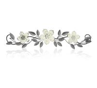 Wesiti Metal Flower Wall Decor Vintage Metal Flower Wrought Iron Scroll Sculptures 15.75 x 3.7 Inch Farmhouse Leaves Scroll Wall Decor Above Door Bed Home for Living Room Bedroom Outdoor (White)