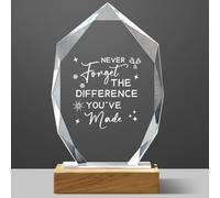 Wesiti Never Forget the Difference You've Made Employee Appreciation Gifts Awards Recognition Crystal Gifts with Solid Wood Base 8.85" Employee of the Month Trophy for Coworkers Employees Students