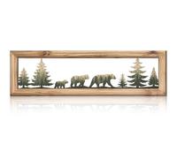 Wesiti Woodland Bear Wall Art 16 in Wood Frame Metal Bear Wall Decor Rustic Wildlife Wall Decor Farmhouse Lodge Cabin Wall Decor Animal Picture Art Decor for Home Bedroom Living Room