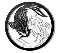 Wesiti Yin Yang Koi Fish Wall Art Decor, Japanese Wall Art Zen Feng Shui Asian Black White Yin and Yang Decor for Yoga Room Bathroom Office Fish Gifts, 12 x 12 Inches(Metal)