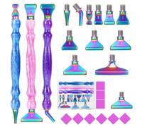 Weskjer 21PCS Diamond Painting Brush Set,Thread Point Diamond Pen Including Accessories with Various Nibs Perfect for Painting Enthusiasts to Create Diamond Painting Projects (Purple)