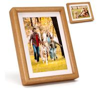 Weskjer Round Square Wooden Photo Frame, 6 * 8 Inches Square Picture Frames Landscape or Portrait Orientation Photo Block for Living Room, Bedroom and Study