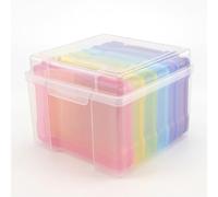 Weskjer Transparent Photo Storage Boxes 5x7 Inches, 6 Colorful Inner Storage Boxes Seed Storage Box Can Hold 600 Photos For Storing Photos Postcards Seeds Office Supplies Jewelry