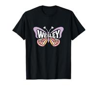 Wesley Butterfly - Personalized Cute Name Word Art T-Shirt
